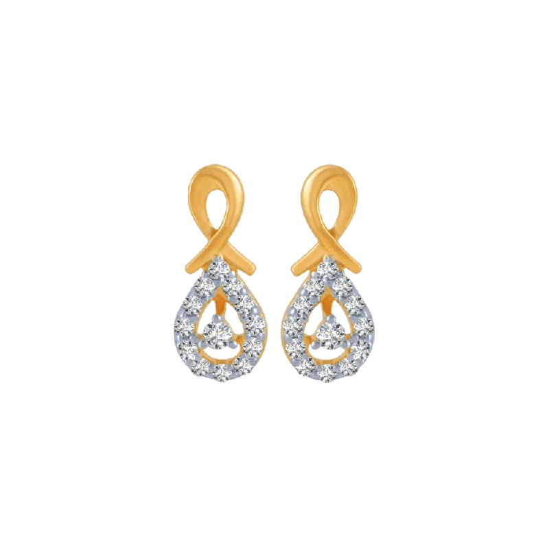 18KT (750) Yellow Gold And Diamond Stud Earrings For Women