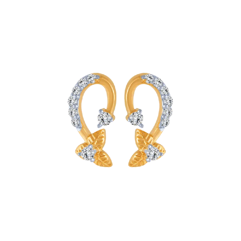 18KT (750) Yellow Gold And Diamond Stud Earrings For Women