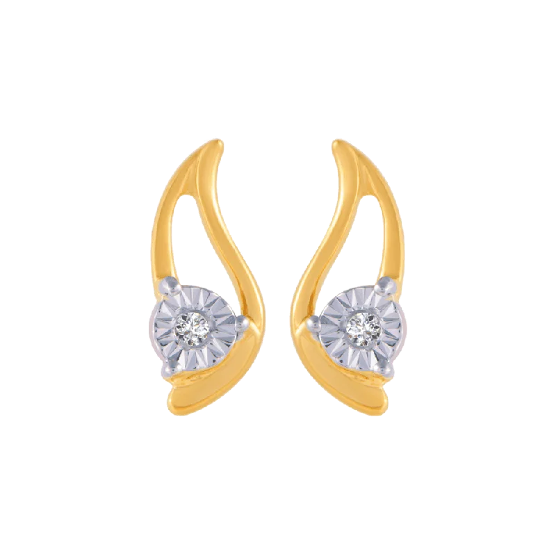 18KT (750) Yellow Gold And Diamond Stud Earrings For Women