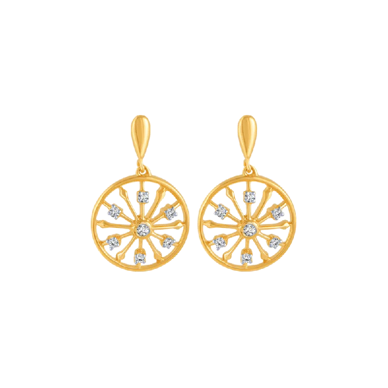 18KT (750) Yellow Gold And Diamond Stud Earrings For Women