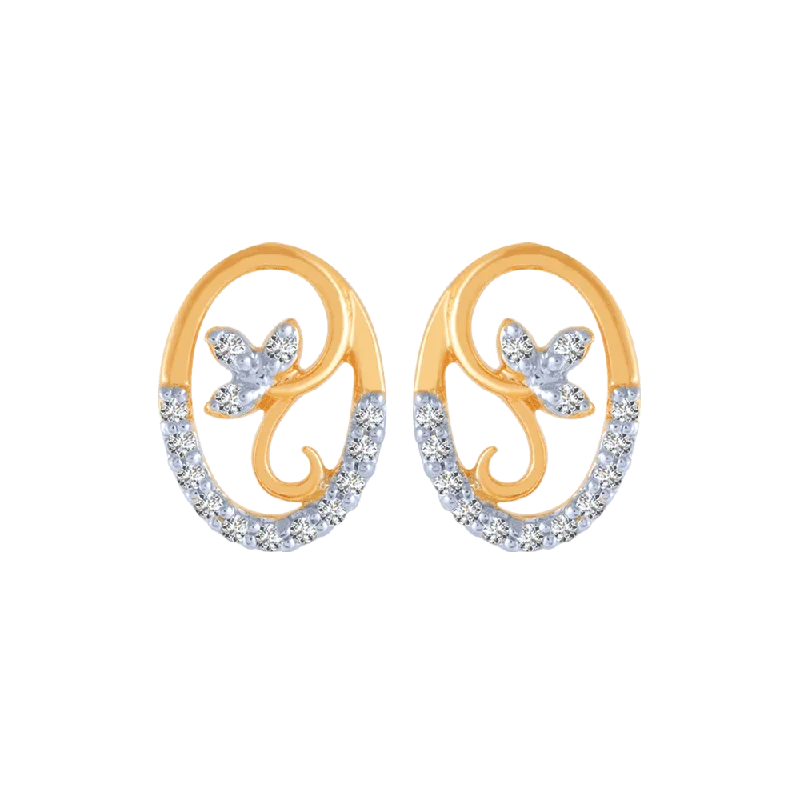 18KT (750) Yellow Gold And Diamond Stud Earrings For Women