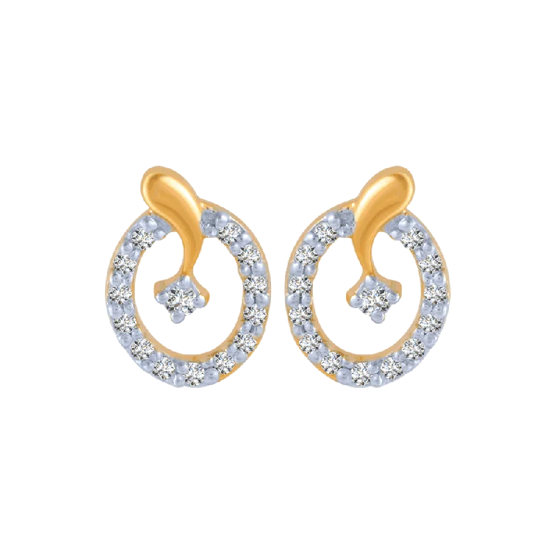 18KT (750) Yellow Gold And Diamond Stud Earrings For Women