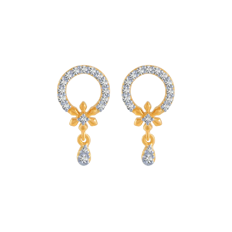 18KT (750) Yellow Gold And Diamond Stud Earrings For Women