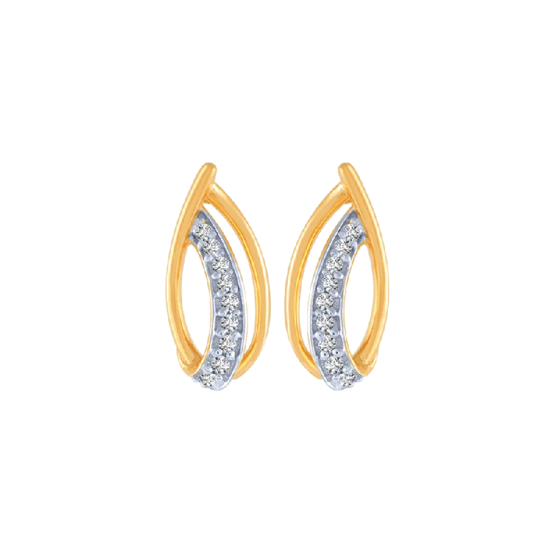 18KT (750) Yellow Gold And Diamond Stud Earrings For Women