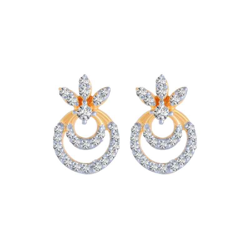 18KT (750) Yellow Gold And Diamond Stud Earrings For Women