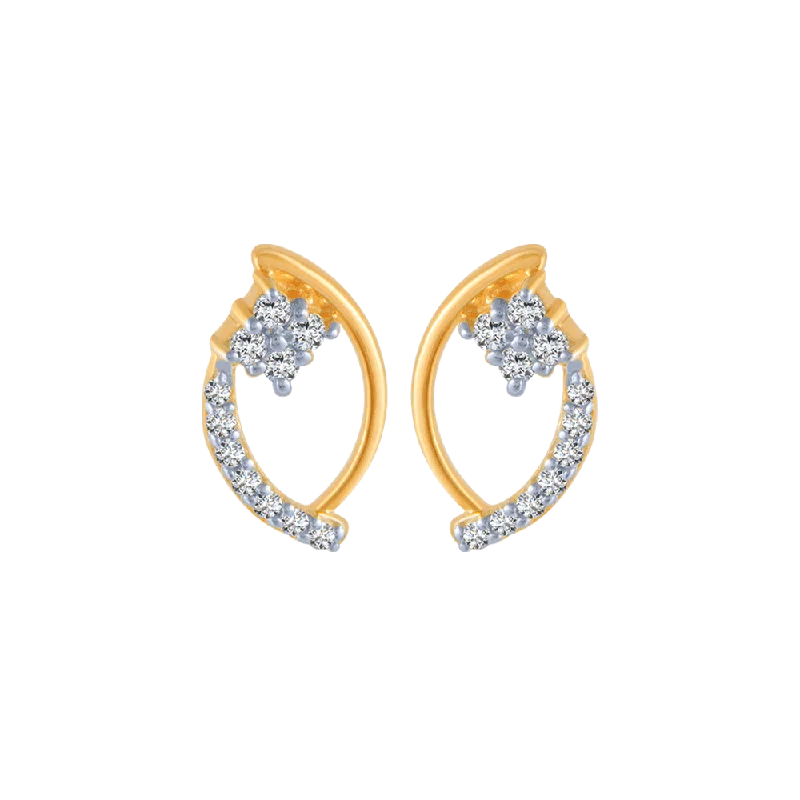 18KT (750) Yellow Gold And Diamond Stud Earrings For Women