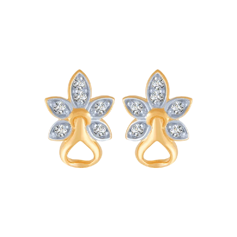 18KT (750) Yellow Gold And Diamond Stud Earrings For Women