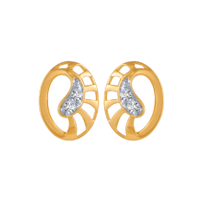 18KT (750) Yellow Gold And Diamond Stud Earrings For Women