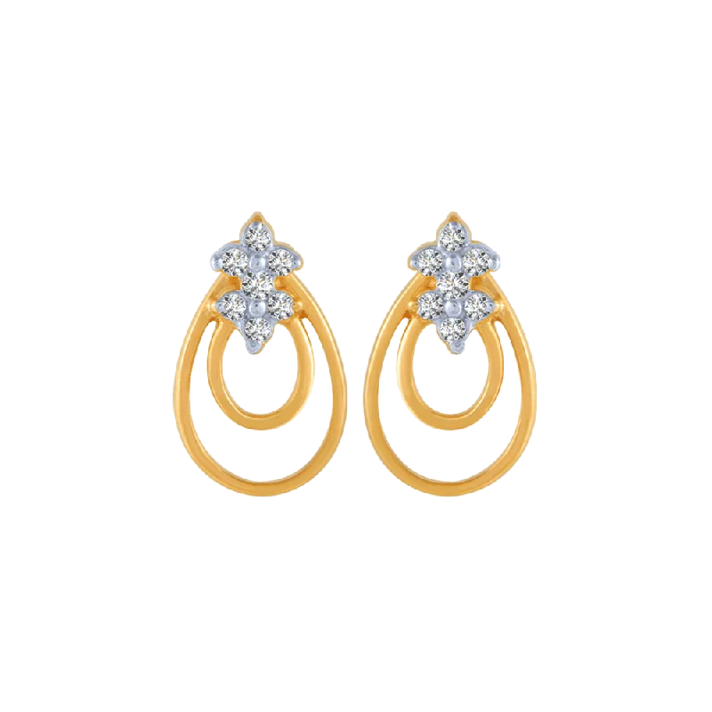 18KT (750) Yellow Gold And Diamond Stud Earrings For Women