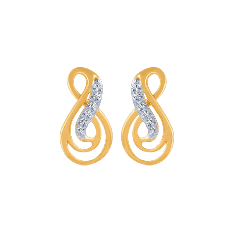 18KT (750) Yellow Gold And Diamond Stud Earrings For Women