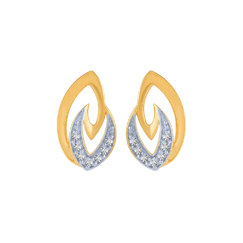 18KT (750) Yellow Gold And Diamond Stud Earrings For Women