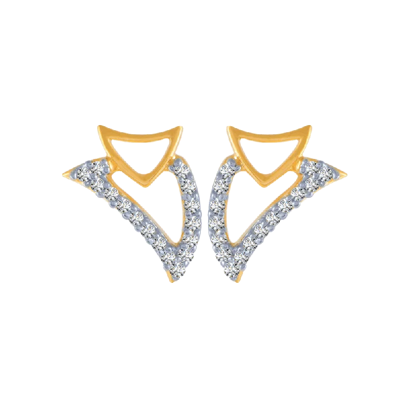 18KT (750) Yellow Gold And Diamond Stud Earrings For Women