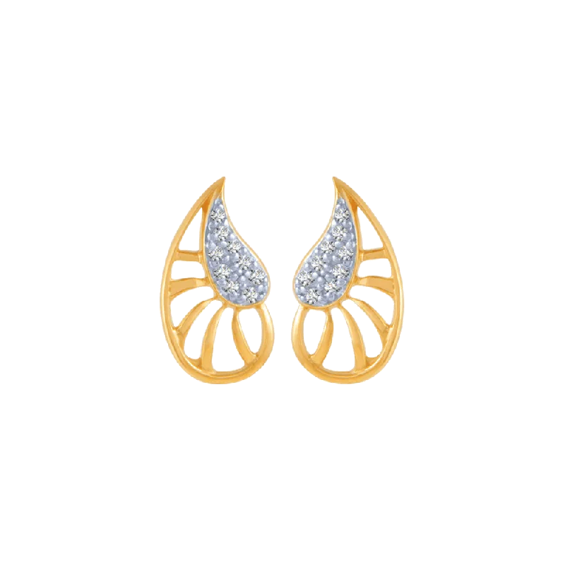 18KT (750) Yellow Gold And Diamond Stud Earrings For Women