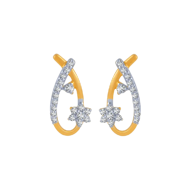 18KT (750) Yellow Gold And Diamond Stud Earrings For Women