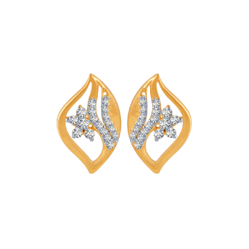 18KT (750) Yellow Gold And Diamond Stud Earrings For Women