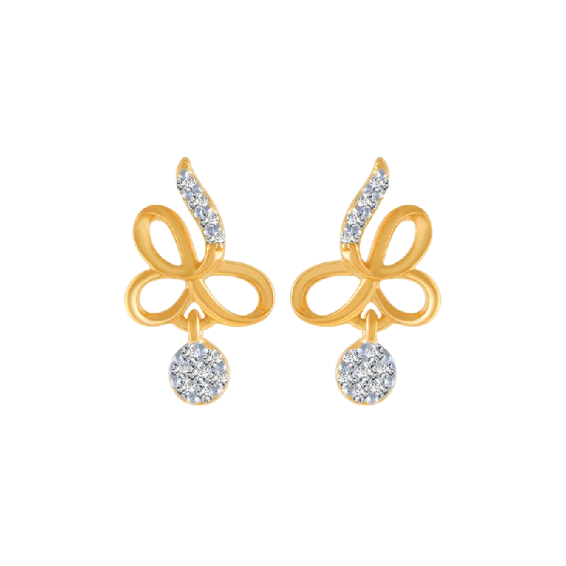 18KT (750) Yellow Gold And Diamond Stud Earrings For Women