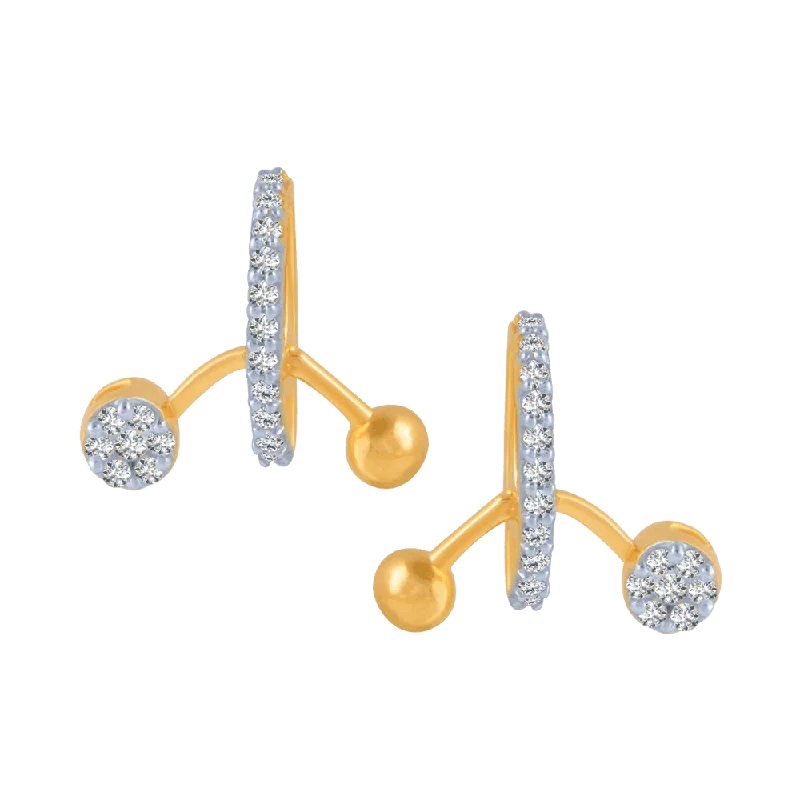 18KT (750) Yellow Gold And Diamond Stud Earrings For Women