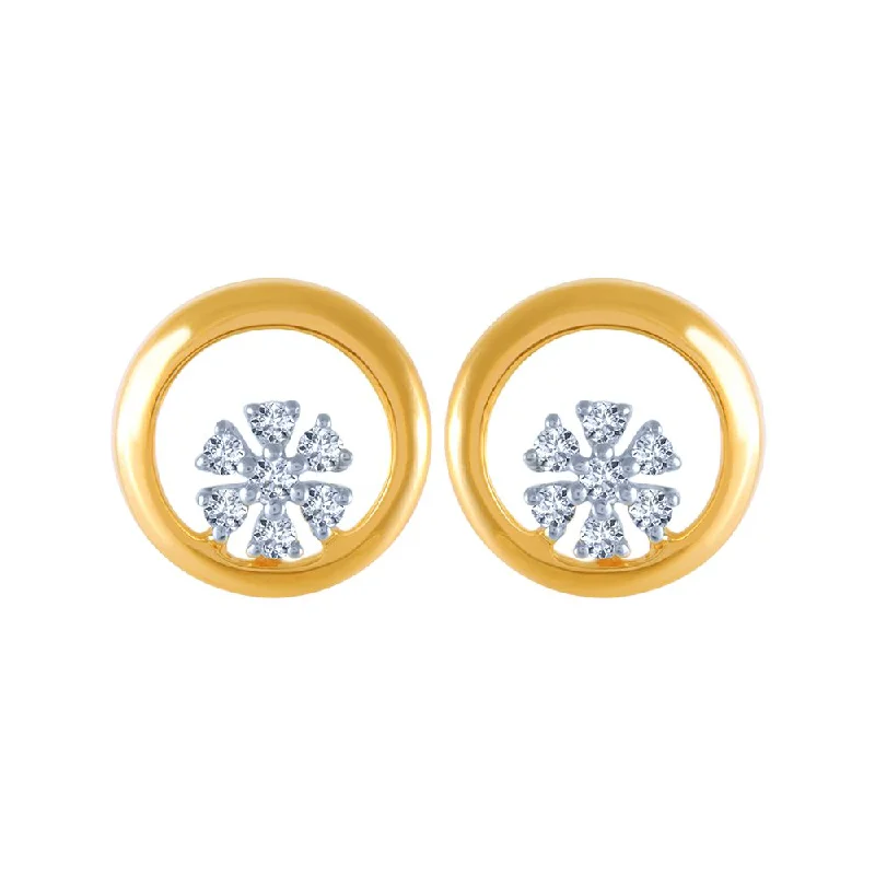 18KT (750) Yellow Gold And Diamond Stud Earrings For Women