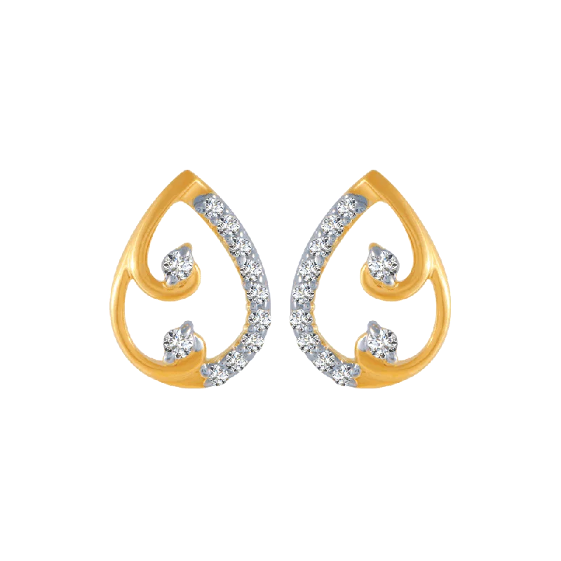 18KT (750) Yellow Gold And Diamond Stud Earrings For Women