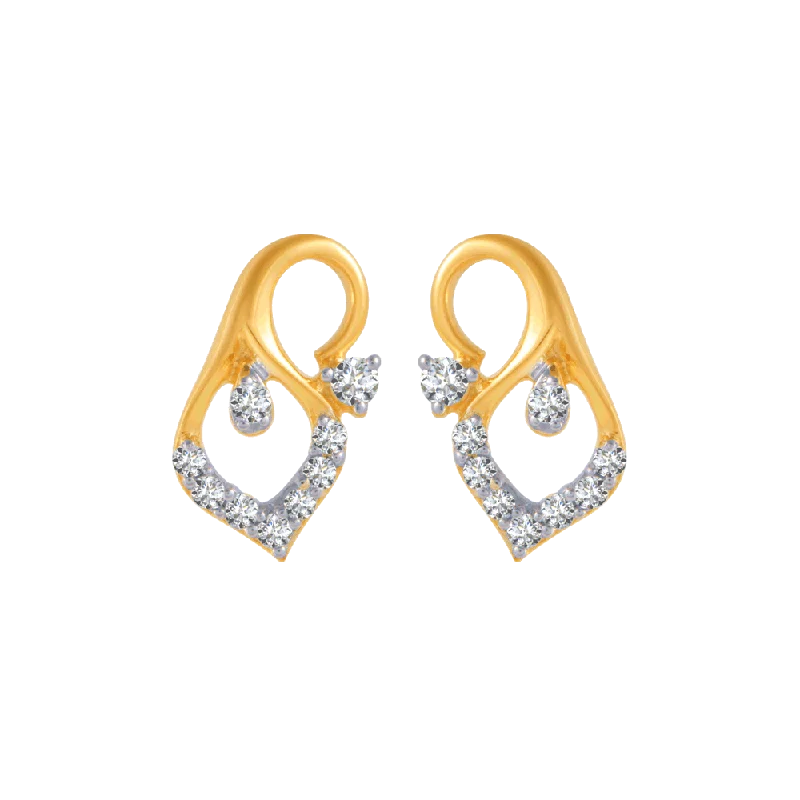 18KT (750) Yellow Gold And Diamond Stud Earrings For Women