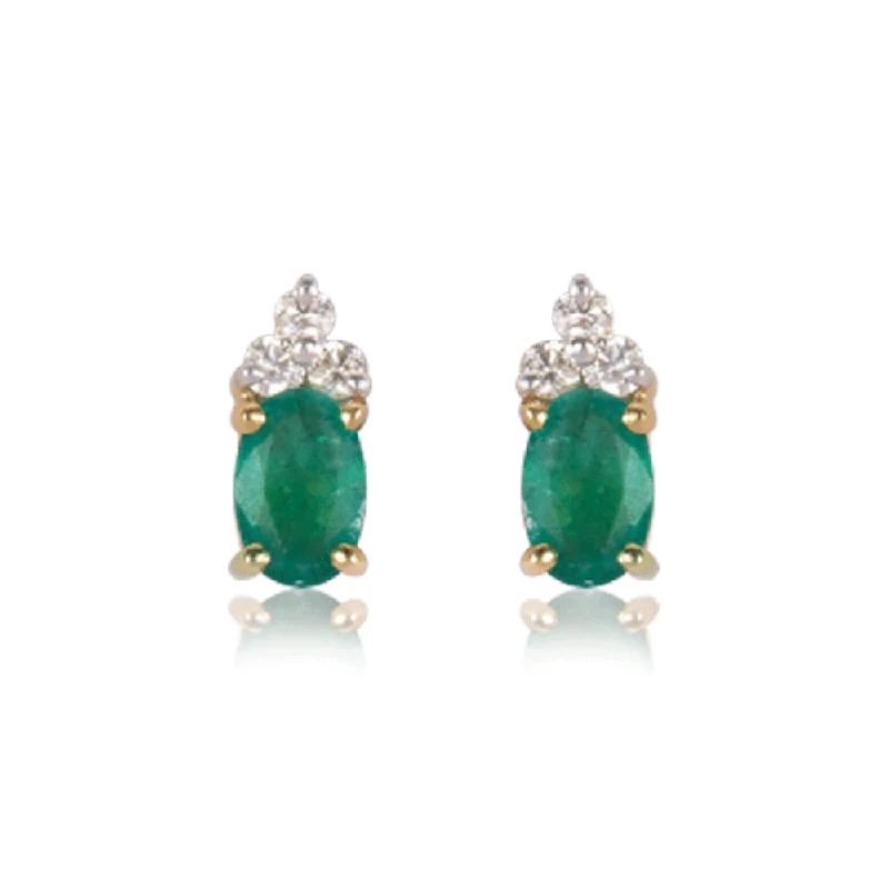 18KT (750) Yellow Gold Diamond And Emerald Clip-on Earring For Women