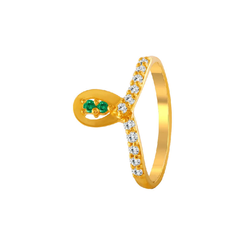 22KT Yellow Gold And American Diamond Ring For Women