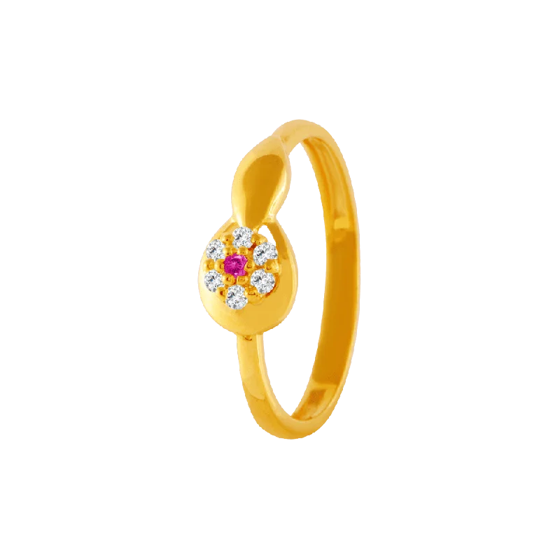 22KT Yellow Gold And American Diamond Ring For Women