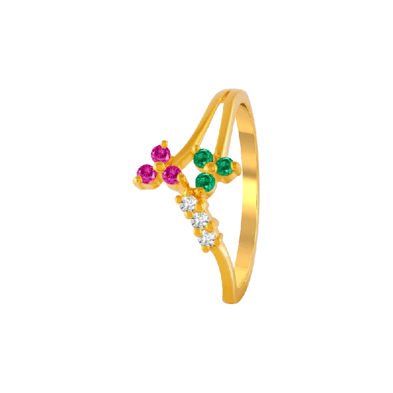 22KT Yellow Gold And American Diamond Ring For Women