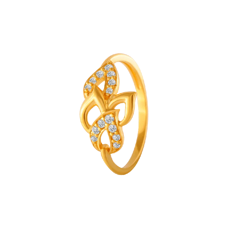 22KT Yellow Gold And American Diamond Ring For Women