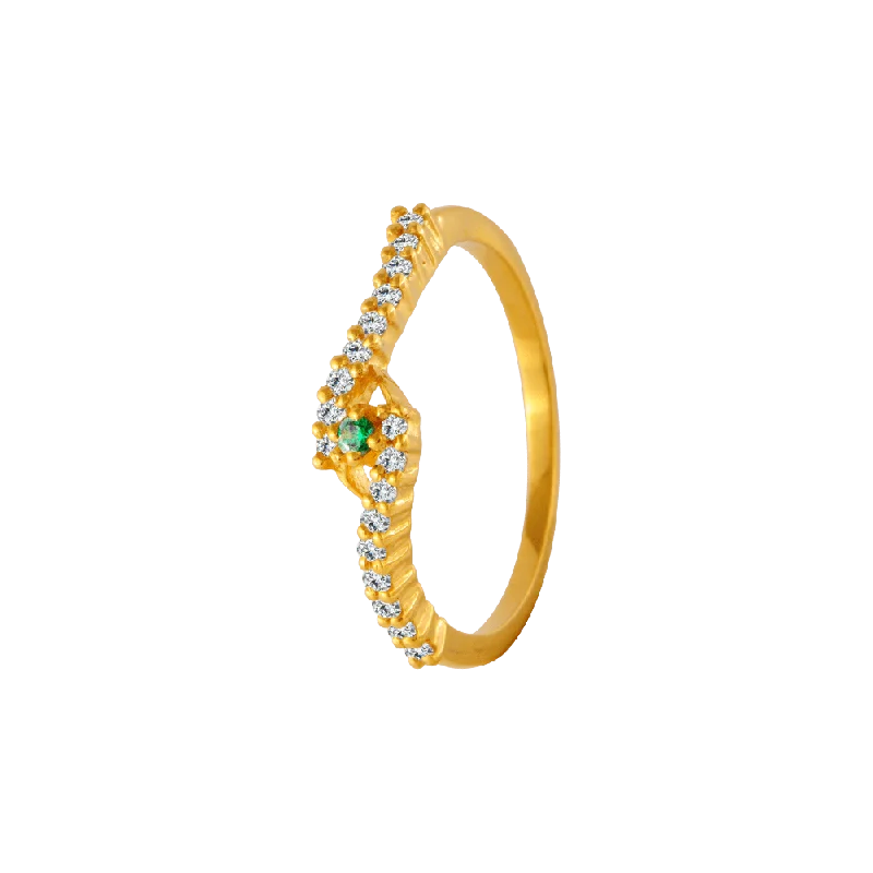 22KT Yellow Gold And American Diamond Ring For Women