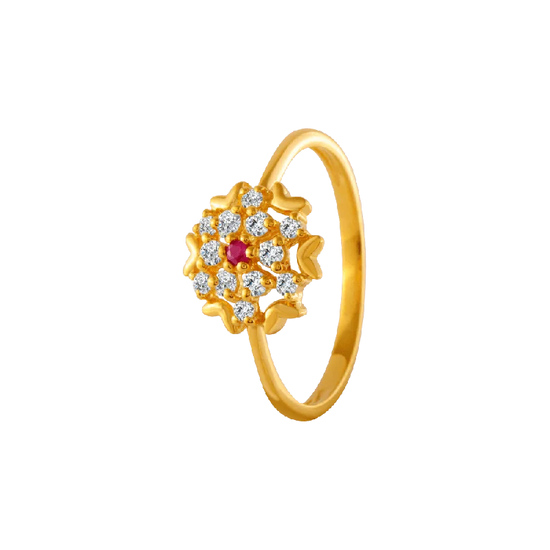 22KT Yellow Gold And American Diamond Ring For Women