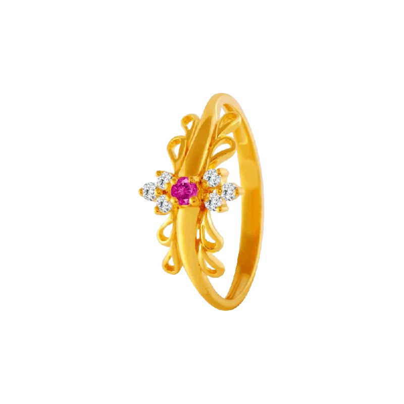 22KT Yellow Gold And American Diamond Ring For Women