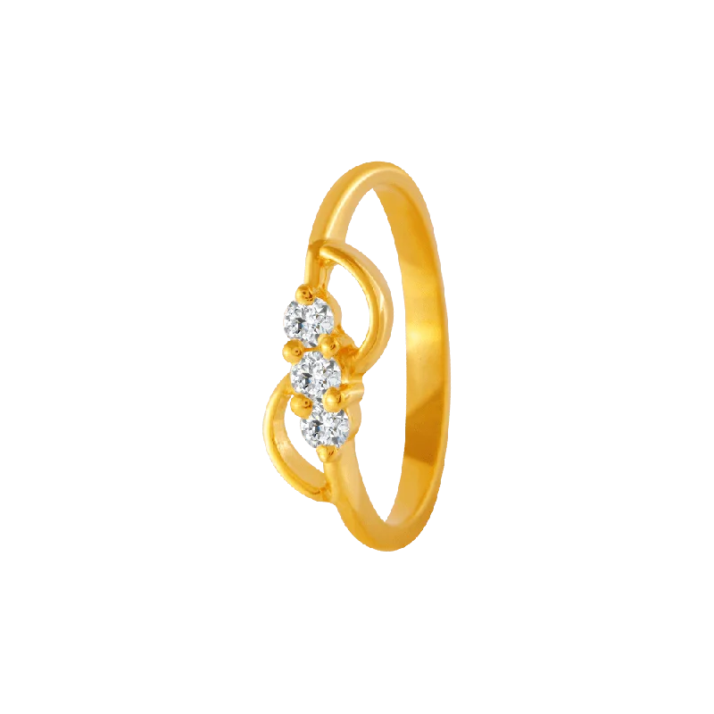 22KT Yellow Gold And American Diamond Ring For Women