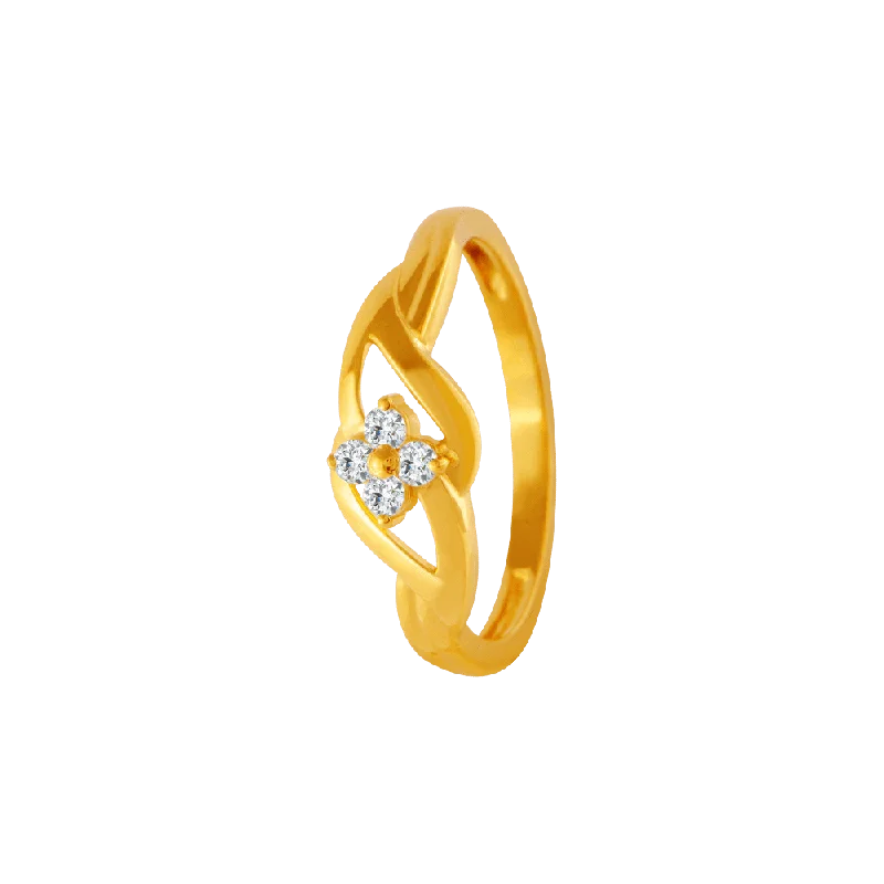 22KT Yellow Gold And American Diamond Ring For Women