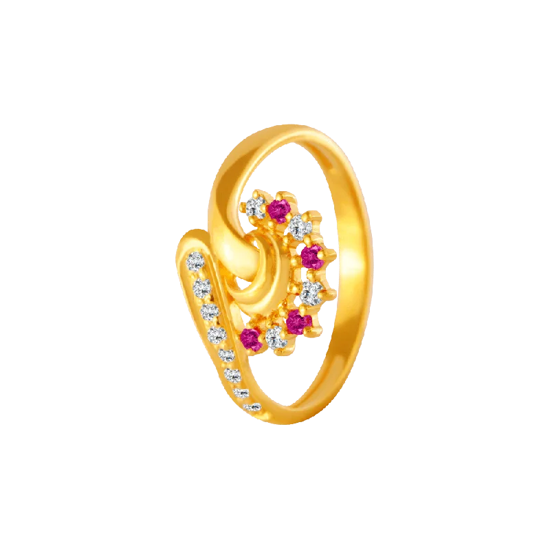 22KT Yellow Gold And American Diamond Ring For Women