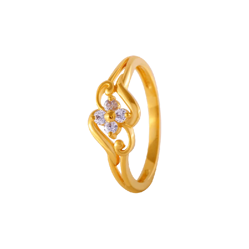 22KT Yellow Gold And American Diamond Ring For Women