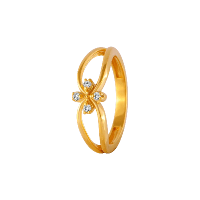 22KT Yellow Gold And American Diamond Ring For Women