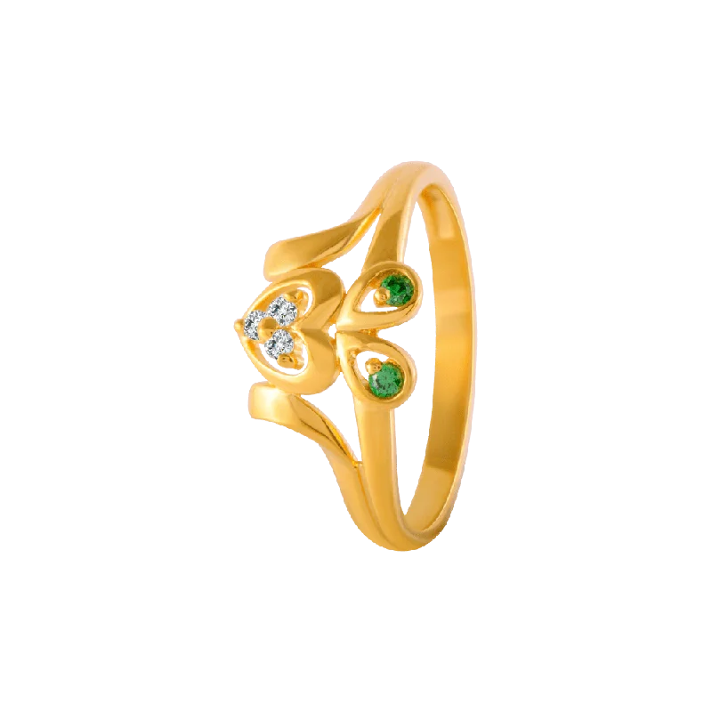 22KT Yellow Gold And American Diamond Ring For Women