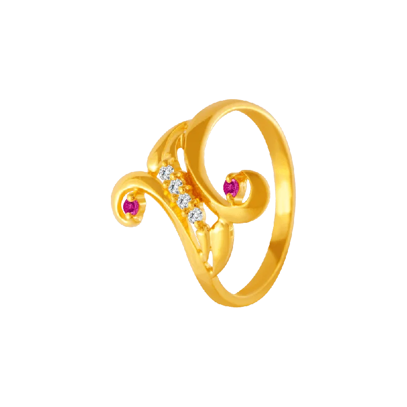 22KT Yellow Gold And American Diamond Ring For Women