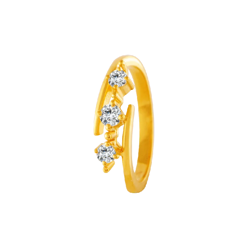 22KT Yellow Gold And American Diamond Ring For Women