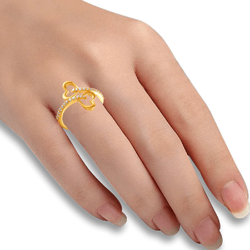 22KT Yellow Gold And American Diamond Ring For Women