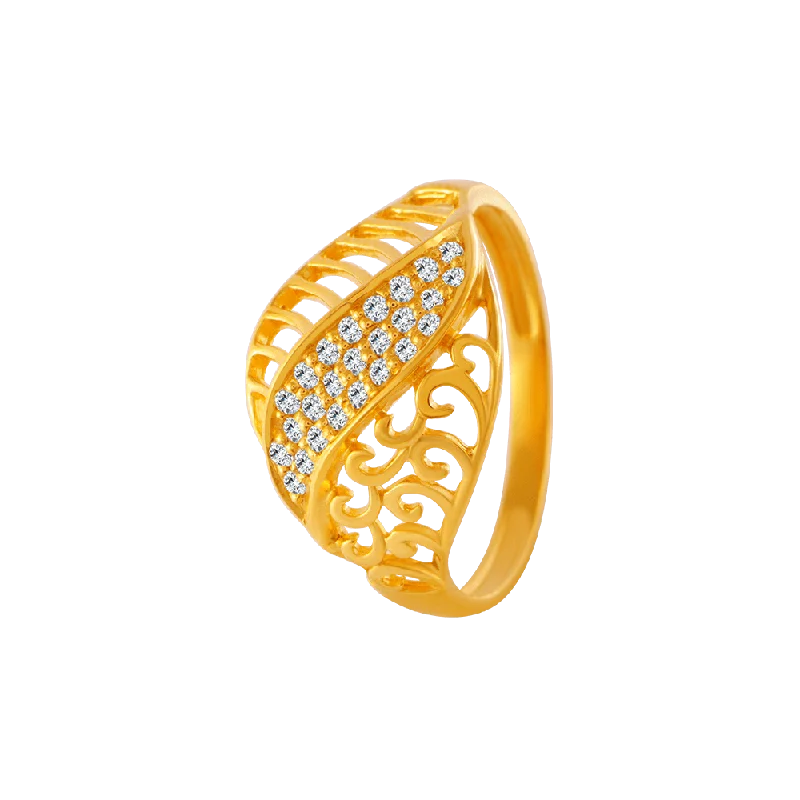 22KT Yellow Gold And American Diamond Ring For Women