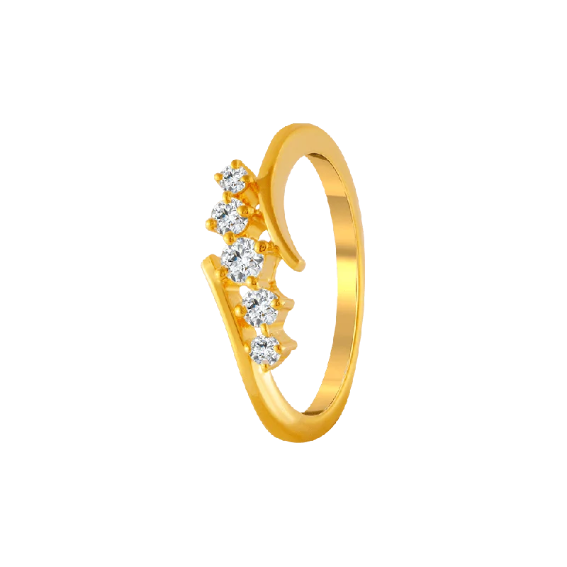 22KT Yellow Gold And American Diamond Ring For Women