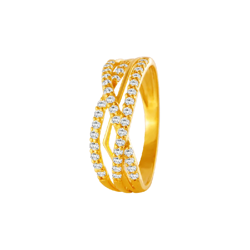 22KT Yellow Gold And American Diamond Ring For Women