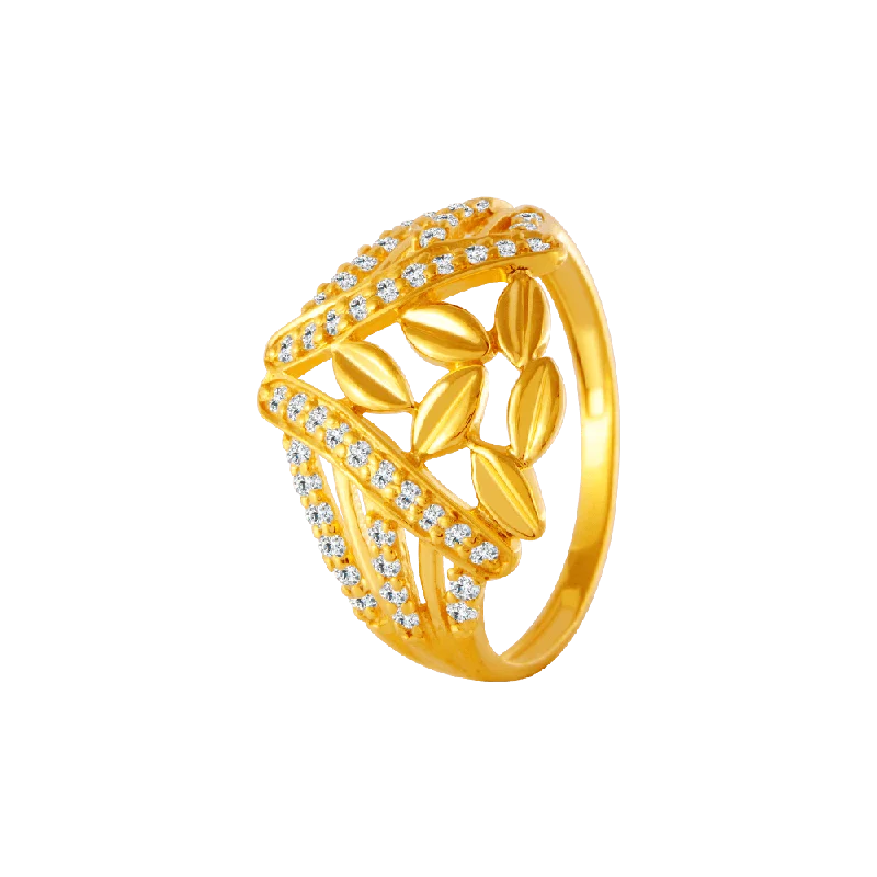 22KT Yellow Gold And American Diamond Ring For Women