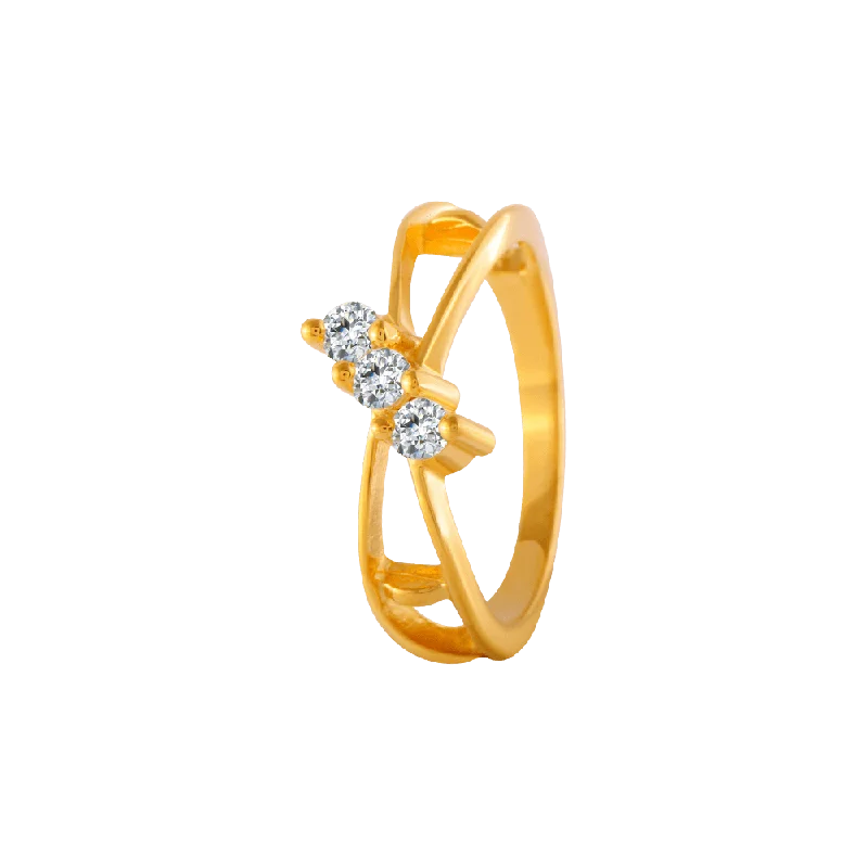 22KT Yellow Gold And American Diamond Ring For Women