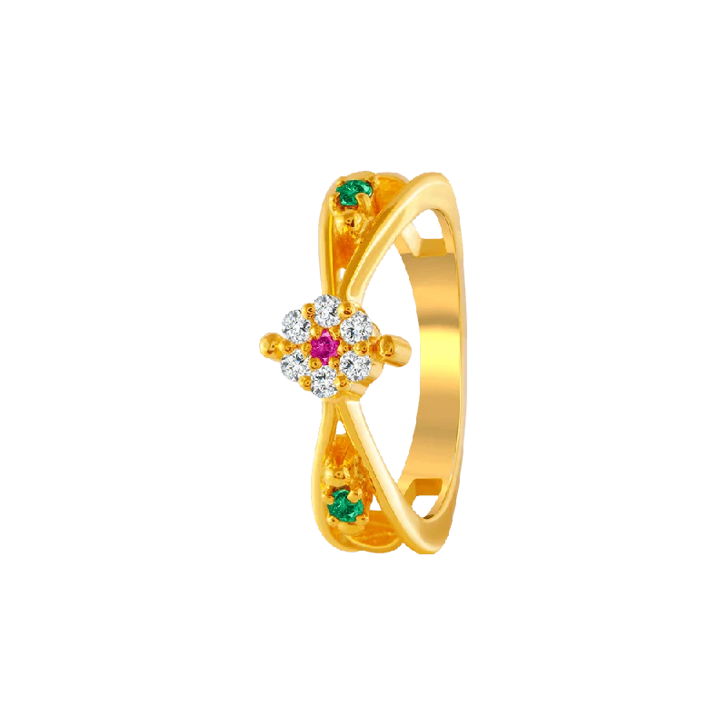 22KT Yellow Gold And American Diamond Ring For Women