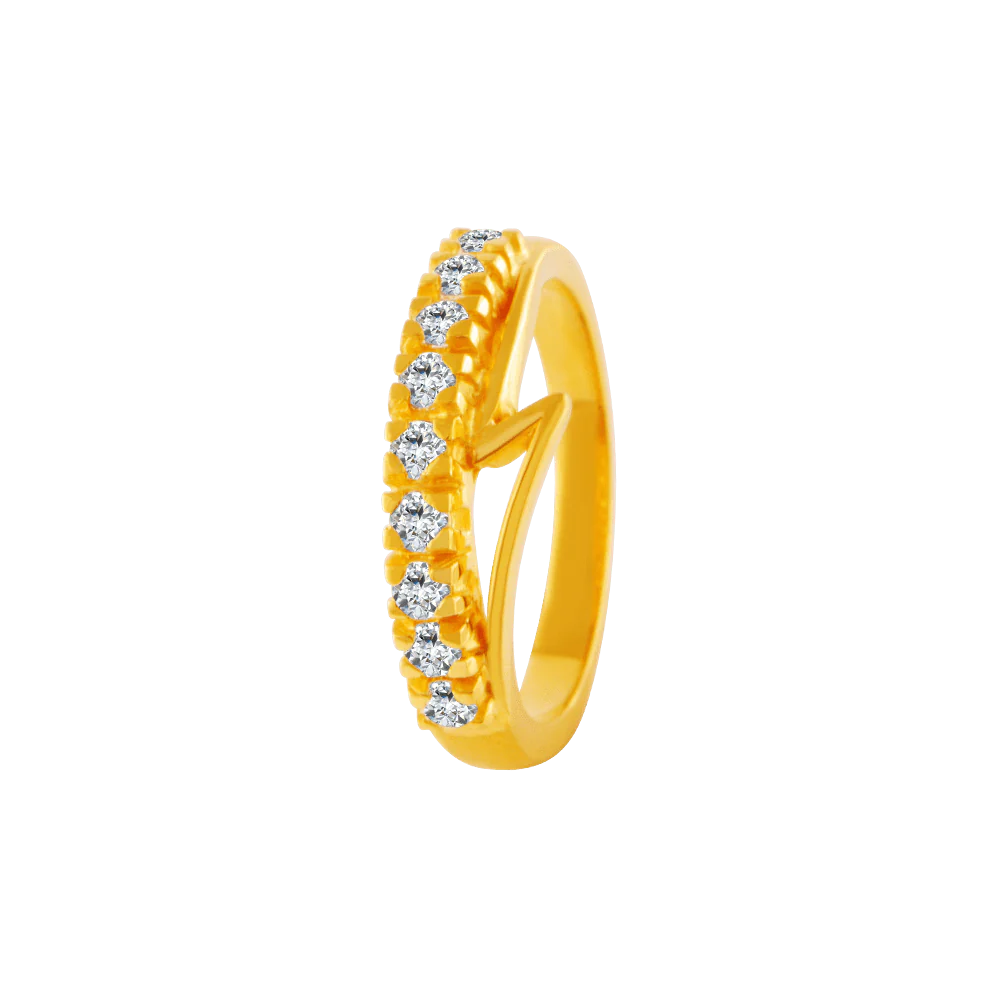 22KT Yellow Gold And American Diamond Ring For Women