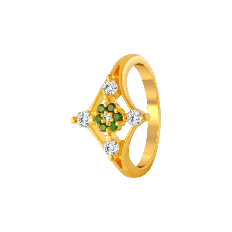 22KT Yellow Gold And American Diamond Ring For Women