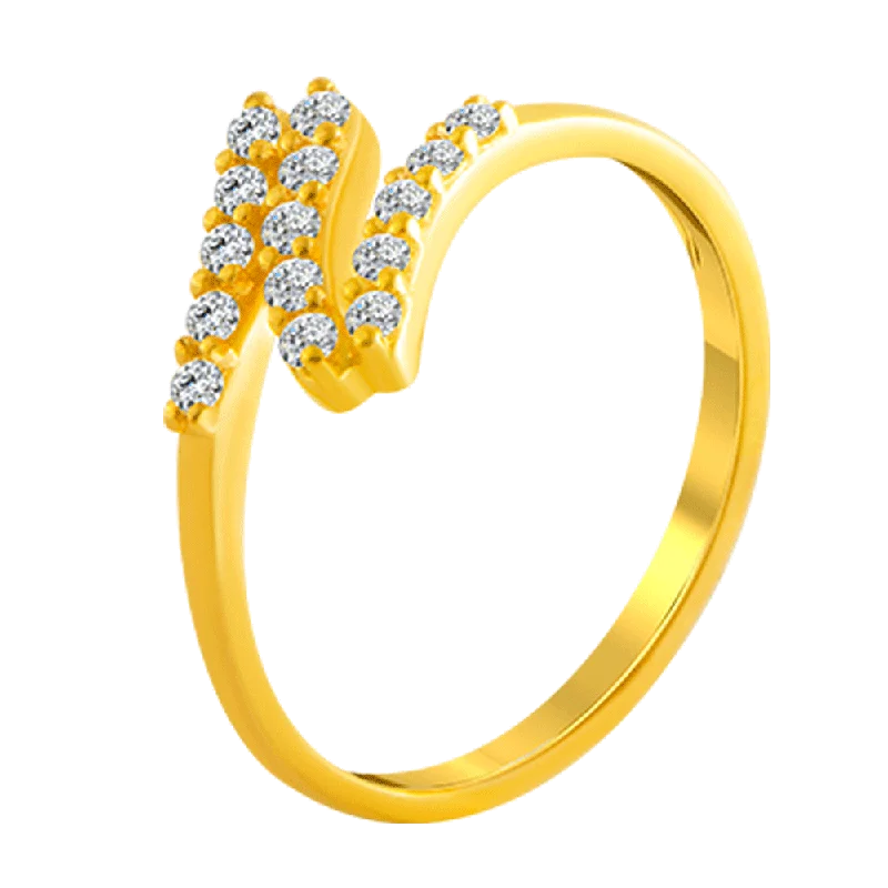 22KT Yellow Gold And American Diamond Ring For Women